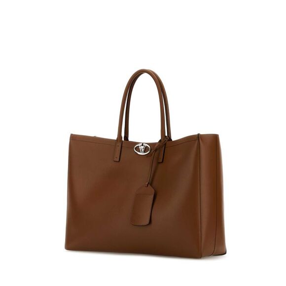 Valentino Garavani Men Brown Leather Vlogo Shopping Bag